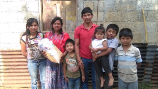 Family with food hamper